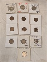 9 Wheat Pennies w/ 1916s & 4 Jefferson Nickels