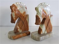 2 Onyx Horse Bookends 6in Tall