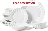$73  16pc Porcelain Dinnerware  Wavy Pattern