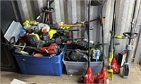 Large Lot of Weed Eaters, Pole Saws Battery and