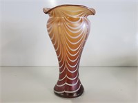 Amber Art Glass Vase 9.5in Tall