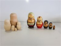 (2) 5pc Nesting Dolls, Russian & Unpainted