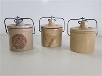 3 Stoneware Canisters