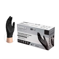AMMEX Black Nitrile Exam Gloves, Box of 100, 3