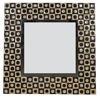 Square Black and Gold Seashell Mirror