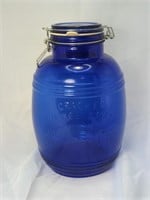 Cracker Barrel Cobalt Blue Glass 4-Quart Bale