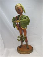 Mid-Century Pixie Elf Playing Mandolin Sculpture