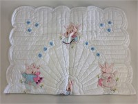 Handmade Quilt Featuring Bunnies 37in X 54in