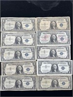 $10 Face Vintage US Currency Notes