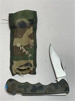 ARMY CAMO STYLE SHARP POCKET KNIFE 8in L