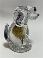 ART GLASS DOG PAPER WEIGHT 3.25in T