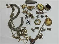 VINTAGE COSTUME JEWELRY AND VINTAGE COMPACT