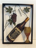 Metal Open Sculpture Framed Wine Decor Wall