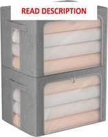 $32  2-Pack Clothes Bins  Metal Frame  Grey - 66L