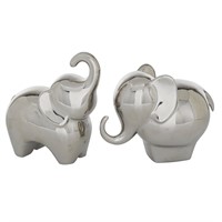 $21  Silver Porcelain Elephant Sculpture (Set of 2