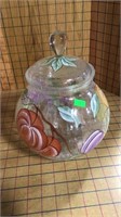 Painted crackle glass canister