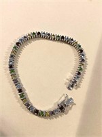Sterling Silver Colored Gemstone Tennis Bracelet