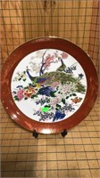 Peacock plate and stand