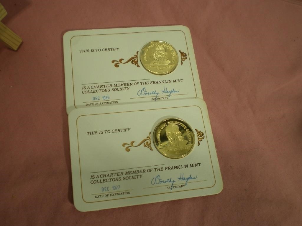 Silver / Gold Franklin Mint Collectors Tokens