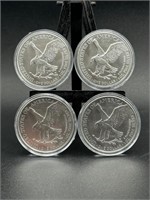 Four 2022 $1 American Silver Eagle 1 oz Coins West