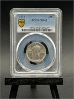 1919 25C PCGS Gold Shield XF45 No Mint Mark - Phil