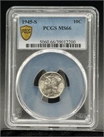 1945 S Mercury Dime PCGS MS66 Gold Shield