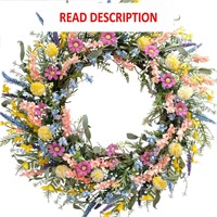 $44  24 Spring Summer Colorful Flower Wreath
