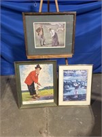 Golf related framed artwork