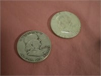 Silver Franklin Half Dollars 1952 & 1963