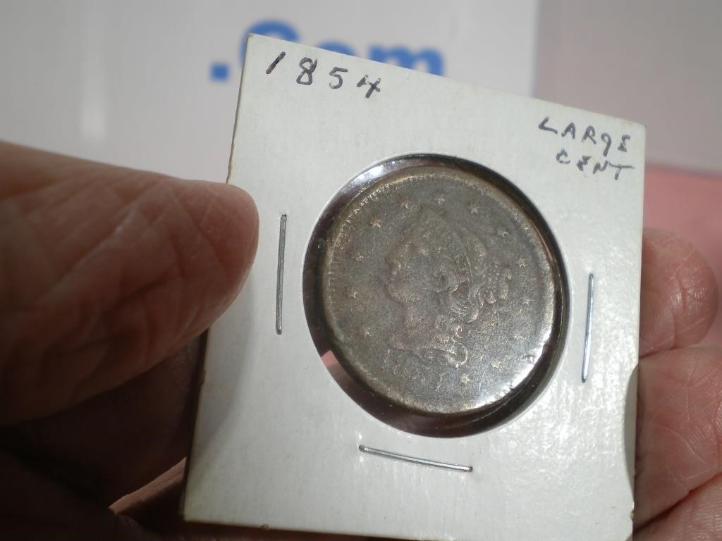 1854 Large Cent, Antique Coin, Pre-Civil War Era