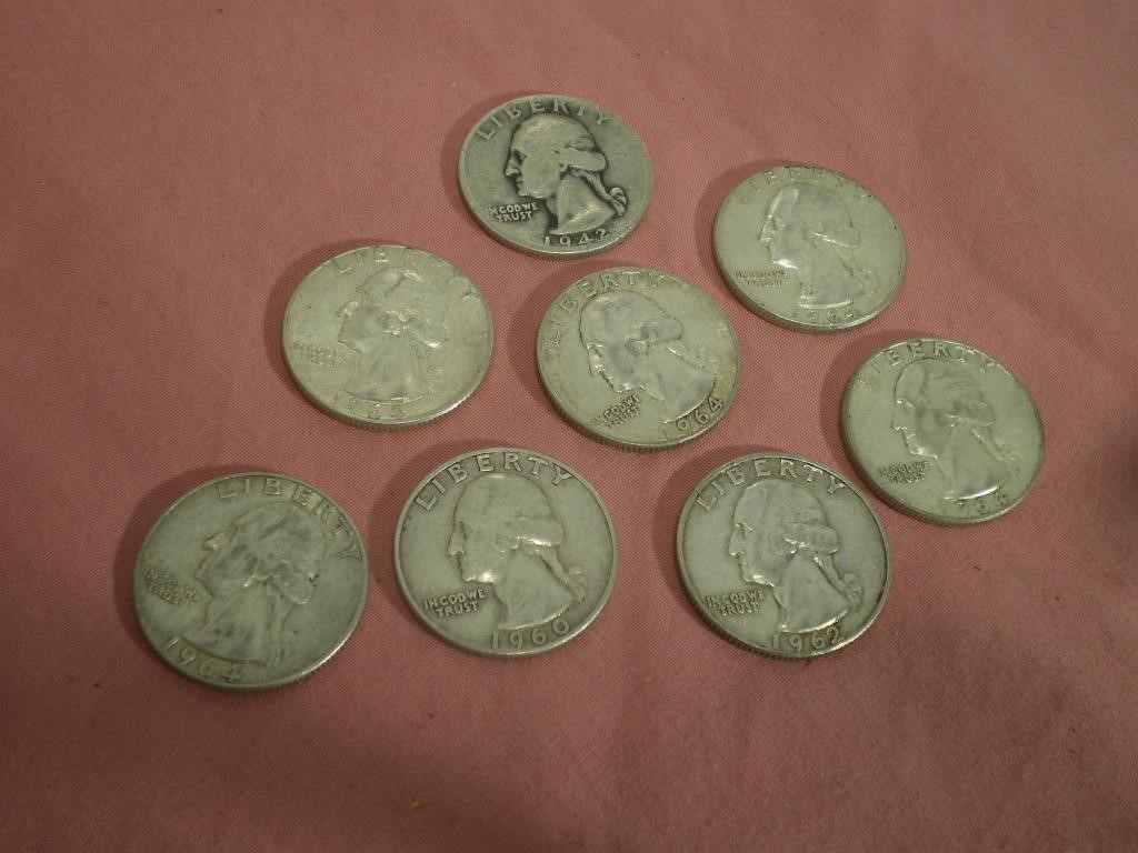 Silver Washington Quarters 1964 and Earlier