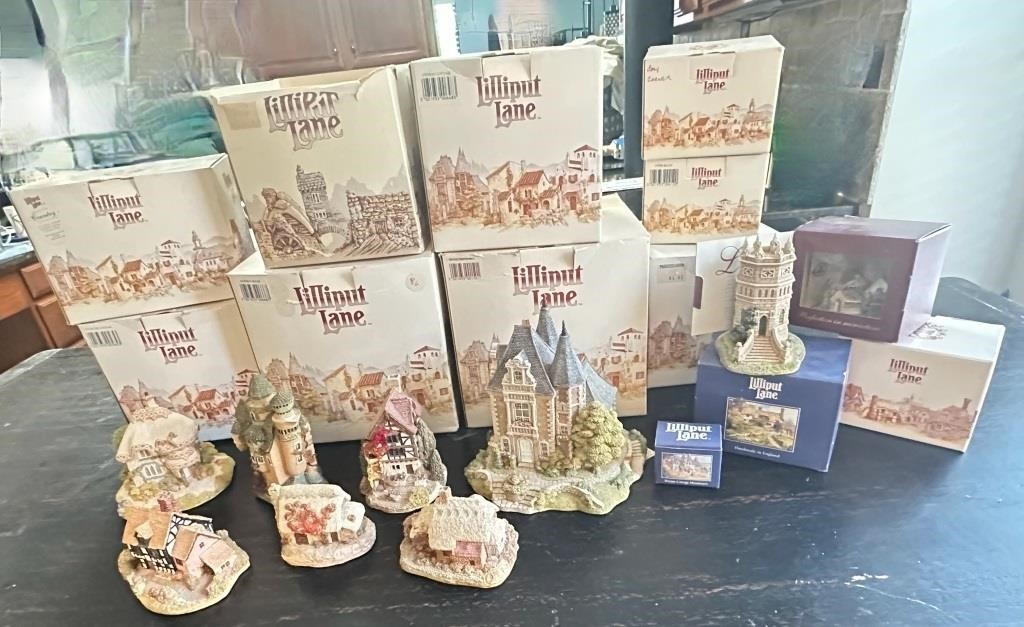 Large Collection Lilliput Lane Ceramics w/ Boxes