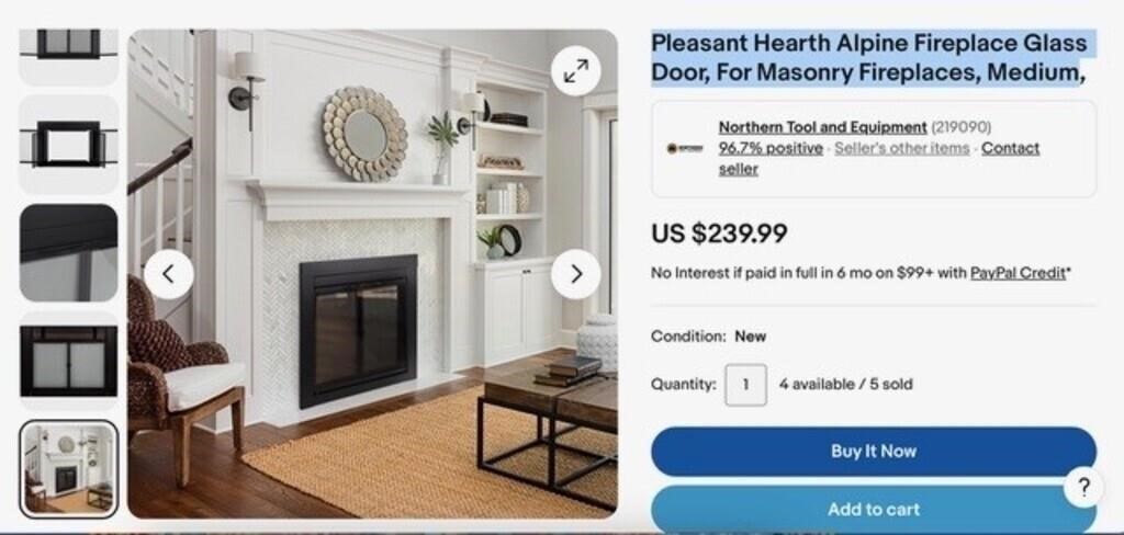 Pleasant Hearth Alpine Fireplace Glass Door NIB