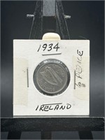 1934 Ireland Florin, Silver, .2727oz. Coin