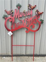 Merry Christmas Red Cardinals Yard Decor Stake