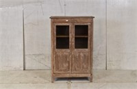 Wooden Rustic Glass Door Almirah Cabinet