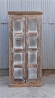 Rustic 8 Panel Shelf Cabinet