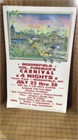 Moore field fire and carnival cardboard poster