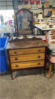 Three drawer, dresser with mirror