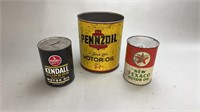 Oil Cans Pennzoil,Texaco,Kendall