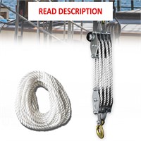 $24  2200 lbs Block & Tackle  65 Ft Pulley  White