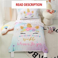 $30  PINNKKU 4-Piece Toddler Unicorn Comforter Set