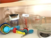 Colorful Measuring Cups ,Scale , Pyrex Etc