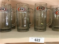 Collection of 8 Glass A&W Root Beer Float Mugs