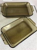 Vtg Anchor Hocking Ware Smokes Glass Baking Dishes