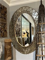 Wood and Glass Framed Mirror