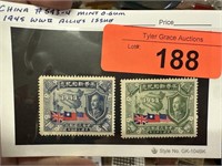 #593-4 MINT OG 1945 WWII ALLIES ISSU STAMPS