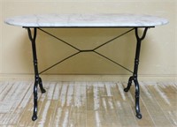 French Marble Top Iron Base Patisserie Table.