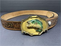 Cowhide Belt with Fish Buckle