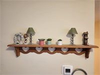Wood Wall Shelf w/ Contents